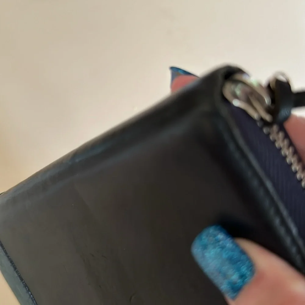 GUCCI Mistral Micro Guccissima zip around wallet. Leather. Black with turquoise - Picture 5 of 12